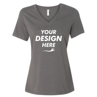 Bella + Canvas Women’s Relaxed Jersey V-Neck Tee, Asphalt, Front view, Mockup
