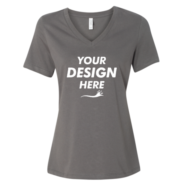 Bella + Canvas Women’s Relaxed Jersey V-Neck Tee, Asphalt, Front view, Mockup