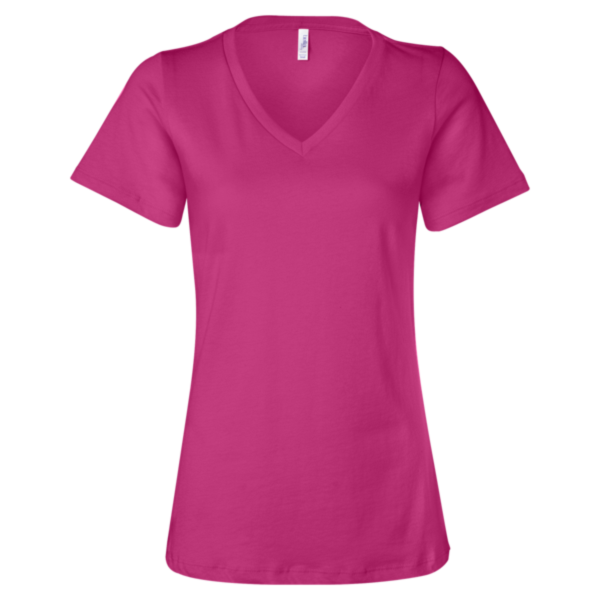 Bella + Canvas Women’s Relaxed Jersey V-Neck Tee, Berry, Front view