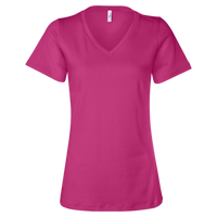 Bella + Canvas Women’s Relaxed Jersey V-Neck Tee, Berry, Front view