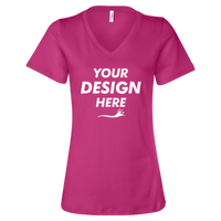 Bella + Canvas Women’s Relaxed Jersey V-Neck Tee, Berry, Front view, Mockup