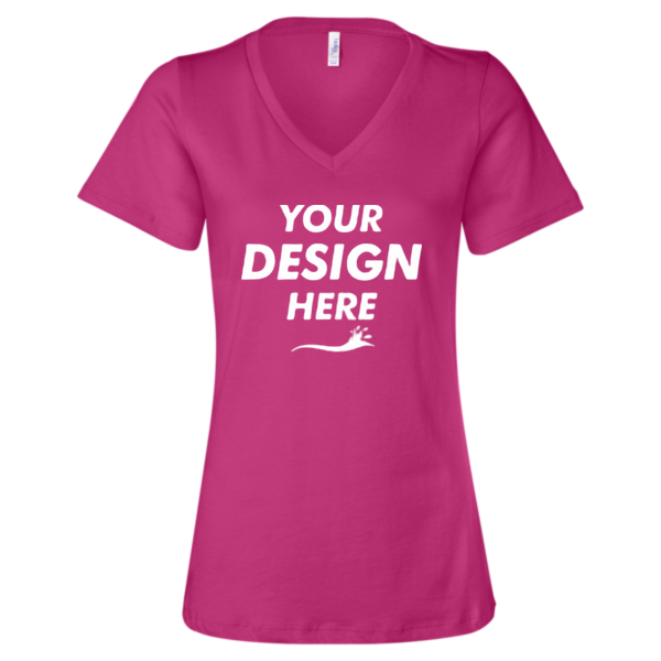 Bella + Canvas Women’s Relaxed Jersey V-Neck Tee, Berry, Front view, Mockup