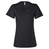 Bella + Canvas Women’s Relaxed Jersey V-Neck Tee, Black, Front view