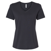 Bella + Canvas Women’s Relaxed Jersey V-Neck Tee, Dark Grey, Front view