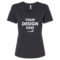 Bella + Canvas Women’s Relaxed Jersey V-Neck Tee, Dark Grey, Front view, Mockup