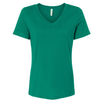Bella + Canvas Women’s Relaxed Jersey V-Neck Tee, Kelly, Front view