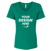Bella + Canvas Women’s Relaxed Jersey V-Neck Tee, Kelly, Front view, Mockup