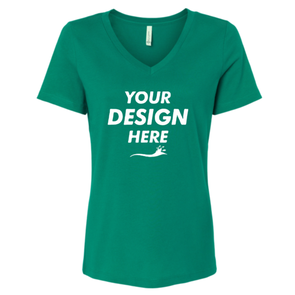 Bella + Canvas Women’s Relaxed Jersey V-Neck Tee, Kelly, Front view, Mockup