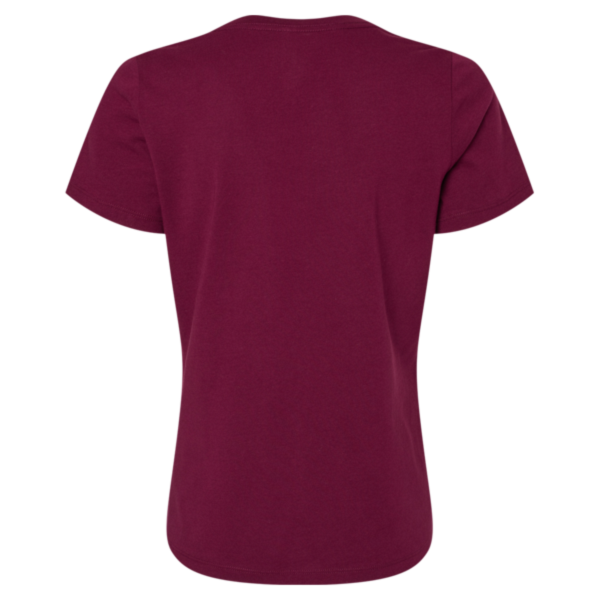 Bella + Canvas Women’s Relaxed Jersey V-Neck Tee, Maroon, Back view