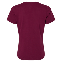 Bella + Canvas Women’s Relaxed Jersey V-Neck Tee, Maroon, Back view