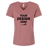 Bella + Canvas Women’s Relaxed Jersey V-Neck Tee, Mauve, Front view, Mockup