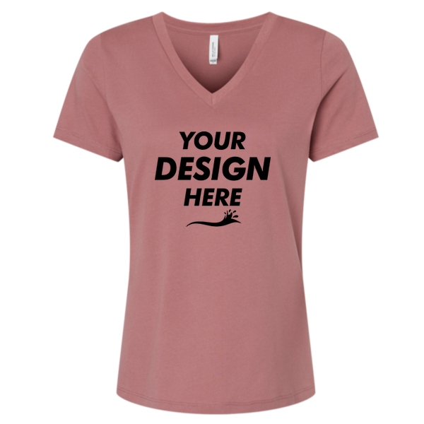 Bella + Canvas Women’s Relaxed Jersey V-Neck Tee, Mauve, Front view, Mockup