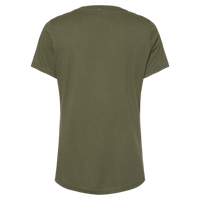 Bella + Canvas Women’s Relaxed Jersey V-Neck Tee, Military Green, Back view