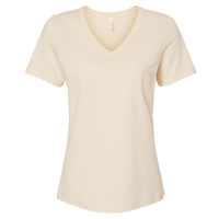 Bella + Canvas Women’s Relaxed Jersey V-Neck Tee, Natural, Front view