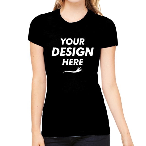 Bella + Canvas Women's Slim Fit Tee, Black, Front view, Mockup