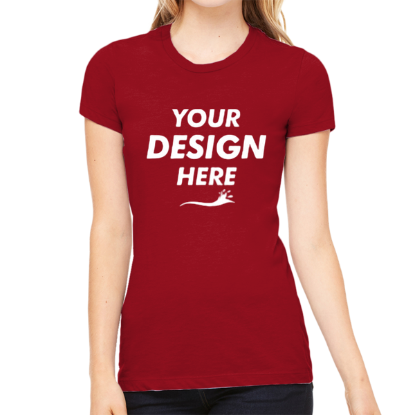 Bella + Canvas Women's Slim Fit Tee, Cardinal, Front view, Mockup
