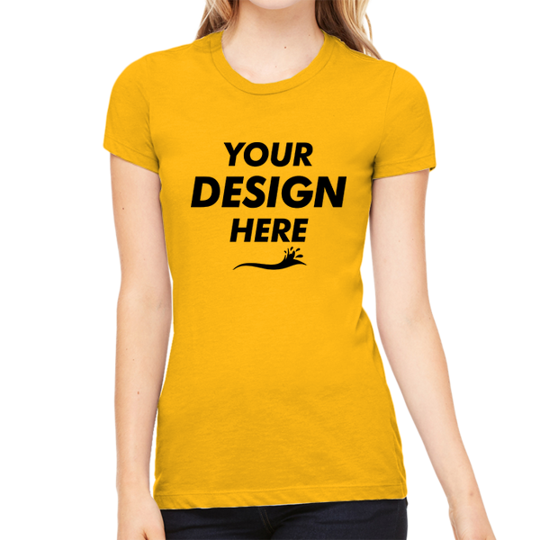 Bella + Canvas Women's Slim Fit Tee, Gold, Front view, Mockup