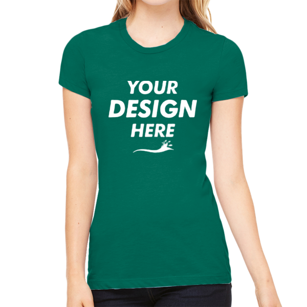 Bella + Canvas Women's Slim Fit Tee, Kelly, Front view, Mockup