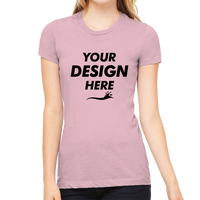 Bella + Canvas Women's Slim Fit Tee, Pink, Front view, Mockup