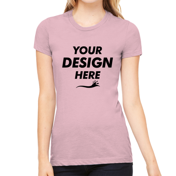 Bella + Canvas Women's Slim Fit Tee, Pink, Front view, Mockup
