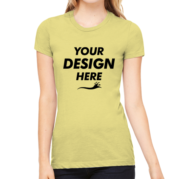 Bella + Canvas Women's Slim Fit Tee, Yellow, Front view, Mockup
