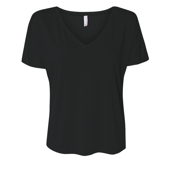 Bella + Canvas Women’s Slouchy V-Neck Tee, Black, Front view