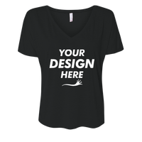 Bella + Canvas Women’s Slouchy V-Neck Tee, Black, Front view, Mockup