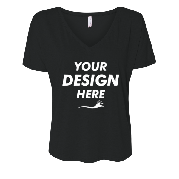 Bella + Canvas Women’s Slouchy V-Neck Tee, Black, Front view, Mockup