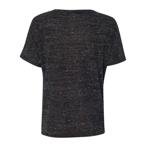 Bella + Canvas Women’s Slouchy V-Neck Tee, Black Marble, Back view