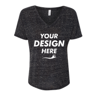 Bella + Canvas Women’s Slouchy V-Neck Tee, Black Marble, Front view, Mockup