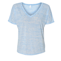 Bella + Canvas Women’s Slouchy V-Neck Tee, Blue Marble, Front view