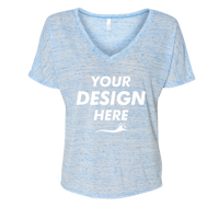 Bella + Canvas Women’s Slouchy V-Neck Tee, Blue Marble, Front view, Mockup