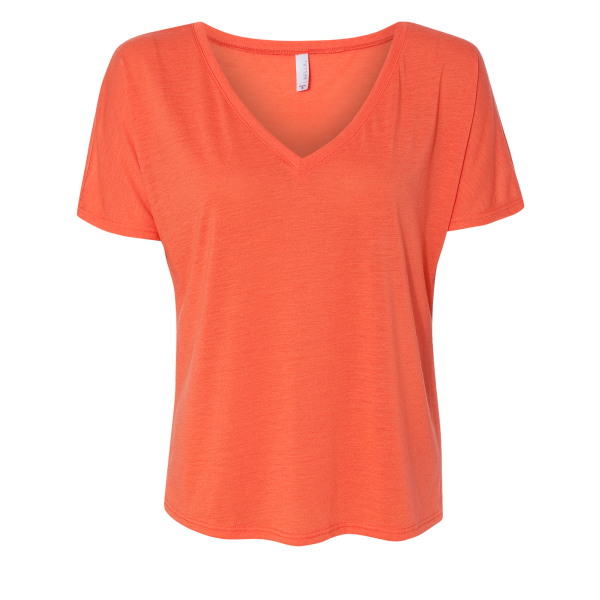 Bella + Canvas Women’s Slouchy V-Neck Tee, Coral, Front view