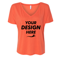 Bella + Canvas Women’s Slouchy V-Neck Tee, Coral, Front view, Mockup
