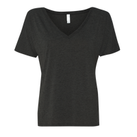 Bella + Canvas Women’s Slouchy V-Neck Tee, Dark Grey Heather, Front view