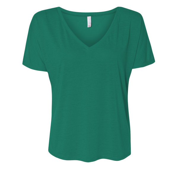 Bella + Canvas Women’s Slouchy V-Neck Tee, Kelly, Front view