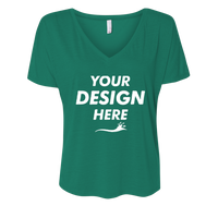 Bella + Canvas Women’s Slouchy V-Neck Tee, Kelly, Front view, Mockup