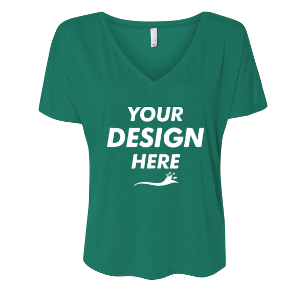 Bella + Canvas Women’s Slouchy V-Neck Tee, Kelly, Front view, Mockup