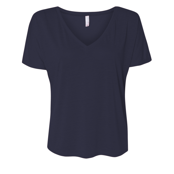 Bella + Canvas Women’s Slouchy V-Neck Tee, Midnight, Front view