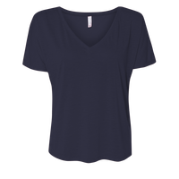 Bella + Canvas Women’s Slouchy V-Neck Tee, Midnight, Front view