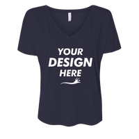 Bella + Canvas Women’s Slouchy V-Neck Tee, Midnight, Front view, Mockup