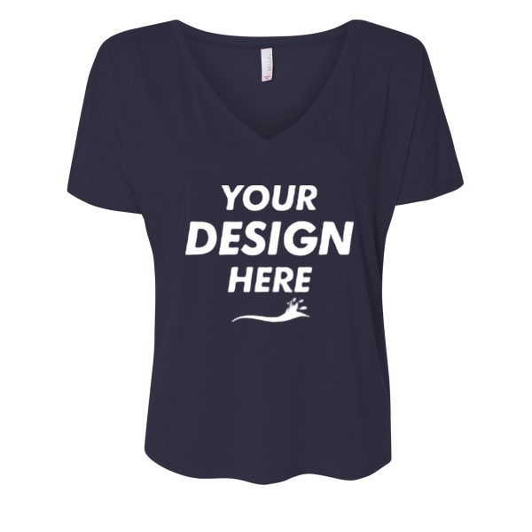 Bella + Canvas Women’s Slouchy V-Neck Tee, Midnight, Front view, Mockup