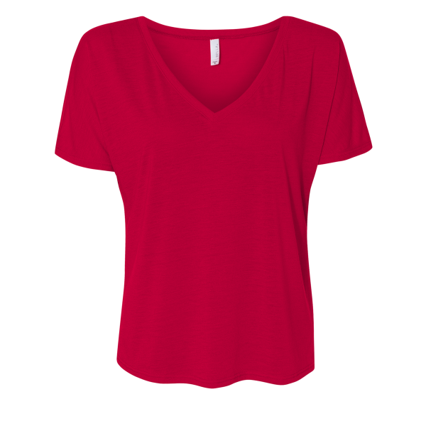 Bella + Canvas Women’s Slouchy V-Neck Tee, Red, Front view