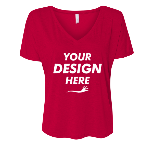 Bella + Canvas Women’s Slouchy V-Neck Tee, Red, Front view, Mockup