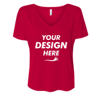 Bella + Canvas Women’s Slouchy V-Neck Tee, Red, Front view, Mockup