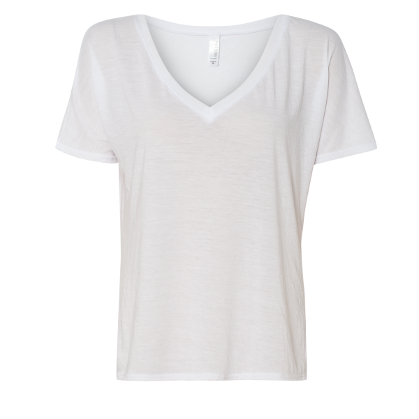 Bella + Canvas Women’s Slouchy V-Neck Tee, White, Front view