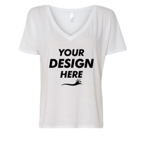 Bella + Canvas Women’s Slouchy V-Neck Tee, White, Front view, Mockup