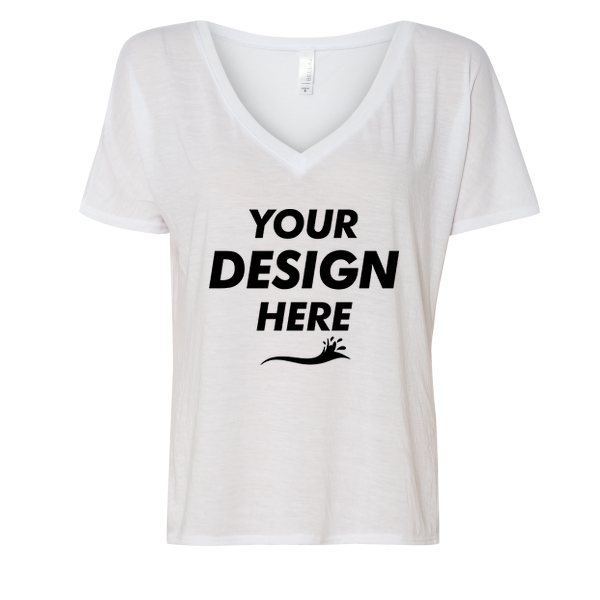 Bella + Canvas Women’s Slouchy V-Neck Tee, White, Front view, Mockup