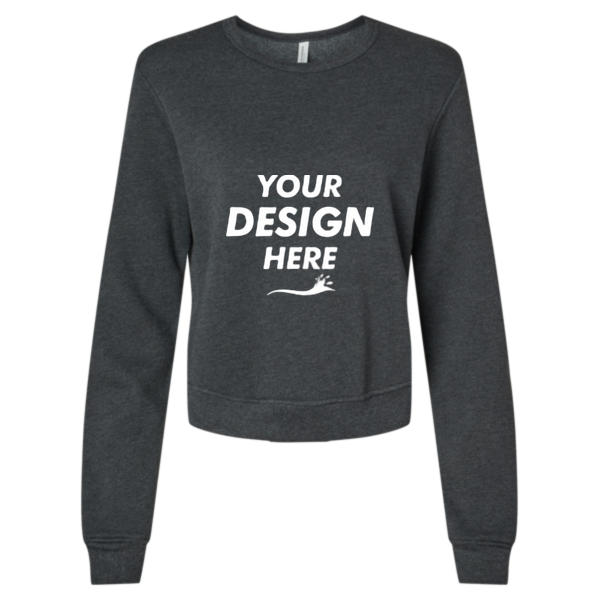 Bella + Canvas Women's Sponge Fleece Crewneck Sweatshirt, Dark Grey Heather, Front view, Mockup