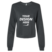 Bella + Canvas Women's Sponge Fleece Crewneck Sweatshirt, Dark Grey Heather, Front view, Mockup